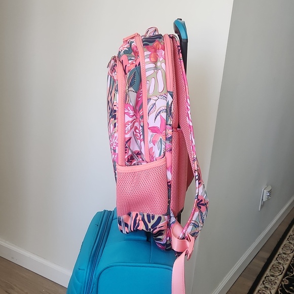 Vera Bradley ReActive XL Backpack in Rain Forest Canopy Coral Print - Picture 5 of 16